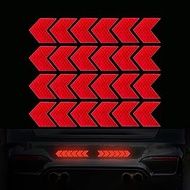 ZKFAR 24 PCS Arrow Reflective Stickers, Rear Bumper Safety Warning Stripe Sticker, Night Visibility Waterproof Adhesive Decals, Car Guidance Decoration, Universal for Car, Motorcycle (Red)