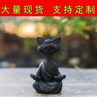 Cat Meditation Animal Meditation Cat Resin Statue Meditation Cat Flower Home Garden Decoration Craft