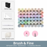 New  ✨ Ohuhu Honolulu 48 Pastel Colors Marker Pen Set Alcohol Art Markers Refillable Dual Tips Sketc