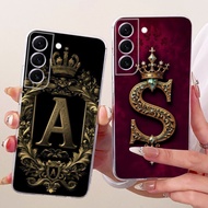 For Samsung Galaxy S22 5G SM-S901B Cover For Samsung S22 5G Case Transparent Luxury Crown A-Z Letter