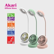 Akari 4” Rechargeable Mini LED Desk Lamp Fan