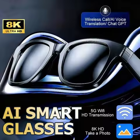 New 8K AI Smart Glasses Multifunctional Camera Bluetooth Call Voice Assistant Music Player Translate