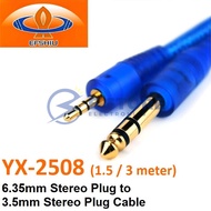 EFSHIU 1.5 / 3 Meter 6.35mm Stereo Plug to 3.5mm Stereo Plug Cable - YX-2508