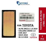 TOYOTA ALTIS 1.8 2019y , CROSS 1.8 CHR 1.8 2017y , RAV4 2018y TOYOTA 86 2.0 2016y AIR FILTER 17801-7