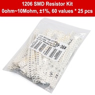 1500pcs 1206 SMD Resistor Kit, 0ohm~10Mohm, 卤1%, 60 values * 25 pcs, for produce samples/repair kits