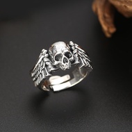 Skull Head Ring Devil Angel Adjustable Ring Retro Worn Skull Head Men's Ring