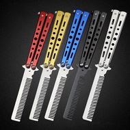 Bufferfly Knife Comb Foldable Stainless Steel Comb Hair Pomade Styling Butterfly Comb Hairdressing S