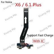 For Nokia X6 / 6.1 plus USB Charging Dock Port Board with IC Connector Main Motherboard Flex Cable