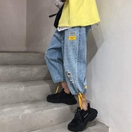 seluar jeans koyak lelaki seluar jeans lelaki Ripped Jeans Men 9 Ankle-Leg Pants Large Size Loose St