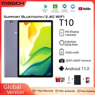4/64GB 🔥แท็บเล็ต MAGCH  รุ่นอัพเกรด T10 ของแท้ tablet Android 11 10.1 นิ้ว IPS แท็บเล็ต 6580mAh แบตเตอรี่ WiFi Only 1.8Ghz Quad-Core Processor 8MP ด้านหลังกล้อง Zoom/Google classroom