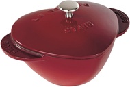 STAUB 1.75 Quart Cast Iron Heart Cocotte Kitchen Cooking Pot Cherry. MADE IN FRANCE.
