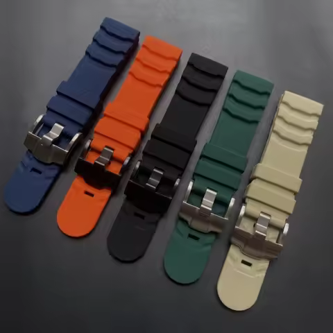 22mm 24mm Black Blue Orange Green Khaki Thick Sport Rubber Silicone Watch Strap For CASIO Seiko LUMI