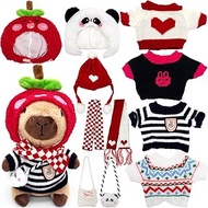 12pcs Capybara Plush Toy Set, 25 cm Capibara with 11 Clothes and Accessories for Children Role Play 
