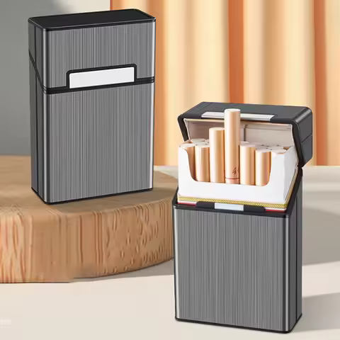 Portable aluminum shell cigarette box, ordinary extra large cigarette holder cigarette box storage c