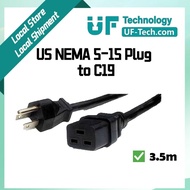 UFTECH US NEMA 5-15 Plug to C19 Power Cord Cable (3x2.0mm²) 3.5m