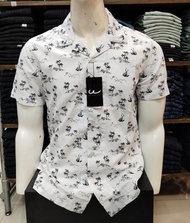 KEMEJA WATCHOUT JEANS SLIM FIT WARNA PUTIH LENGAN PENDEK KUALITAS PREMIUM