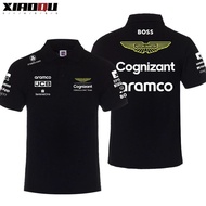Aston Martin F1 công thức Đội Đua Polo nam và nữ mùa hè cotton thường đa năng Áo Thun Thời trang áo