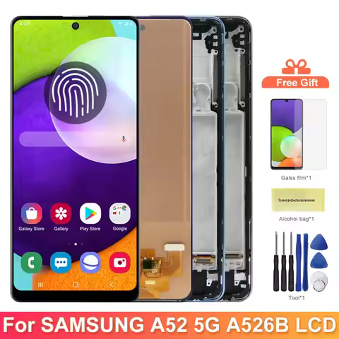 AMOLED A52 5G Screen with Frame for Samsung Galaxy A52 5G A526B A526B/DS LCD Display Touch Screen Di