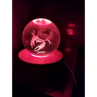 Birthday gifts, souvenirs, 3D crystal night lights with zodiac signs Cancer - Cancer - Crab - June 2