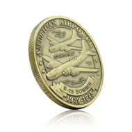 B-29 Bomber Fighter Aircraft Blue Plated Bronze Medal Air Force Commemorative Coin Foreign Coin Exqu