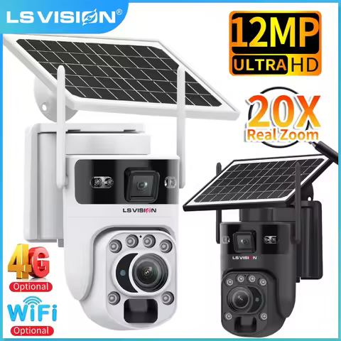 LS VISION 6K 12MP 4G SIM Solar Security Camera 20X Optional ZOOM Outdoor WIFI PTZ Battery Camera UBO