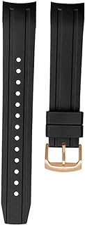 GANYUU Curved interfaces WatchBand For Citizen BN0190-15E/0191/0193 CA0718-13E CA4386/4385 Men Rubber Watch Strap Bracelet accessories (Color : Black rose gold, Size : 22mm)