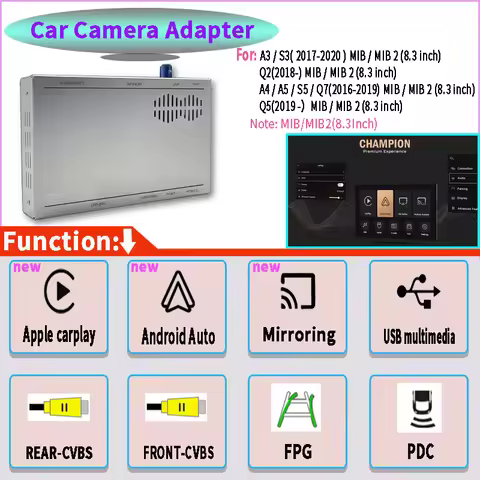 Wireless CarPlay Android Auto Car Camera Adapter OEM Retrofit Interface For A3 S3 A4 A5 S5 Q7 Q5 Q2 