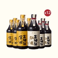 【豆油伯】缸底醬油6入+金桂醬油6入(500ml*12入)箱購免運組