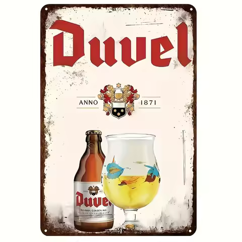 Duvel Vintage Metal Sign, , Pre-Drilled, Weather-Resistant Iron Wall Art, Retro Home, Bar, Restauran