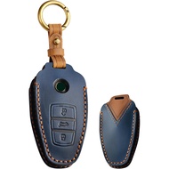 Leather Key Fob Case Fit for VW Touareg Key Fob Cover with Keychain Key Shell Holder Car Accessories