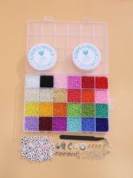 1 caja/16000 cuentas de cristal de 2 mm/3 mm con kit de colgantes y cuentas de letras para hacer joyas, pulseras, collares, anillos, arte y manualidades para mujeres y niñas