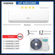 Hisense Wall Mounted Aircond R32 1.0HP 1.5HP 2.0HP 2.5HP Inverter AI10KAGS AI13KAGS AI20KAGS AI25KAG
