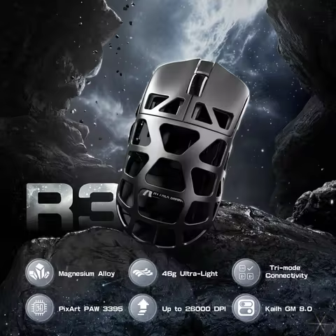 ATTACK SHARK R3 Magnesium Alloy Gaming Mouse 8K SUPERLIGHT 8000Hz 6 Adjustable DPI up to 26000 PAW33