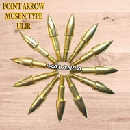 Golden Arrow Tip - Point Arrow MUSEN threaded type - Arrow Point - Gold Bullet style