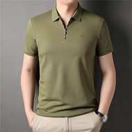 MMLLZEL Thin Section Men's T-shirt Cotton Short-sleeved Half-zip Workplace Casual Polo Shirt Middle-aged Clothing (Color : D, Size : 3XL code)