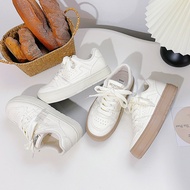 Hundred Kuang White Thick-Soled Lace-Up Casual Sneakers - Trendy Sport Style B-9