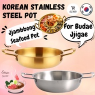 Korean Stainless Steel Pot | Budae Jjigae Pot | Korean Seafood Pot Jjambbong Pot