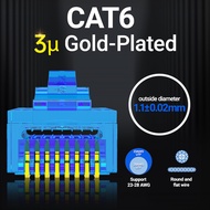 AMPCOM CAT6 RJ45 Pass Through Connectors EZ to Crimp Modular Network Connector For Computer Hardware