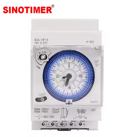 220V AC Analog 24 Hour Mechanical Timer Switch 15-minute Interval Quartz Time Controller DIN Rail Ti