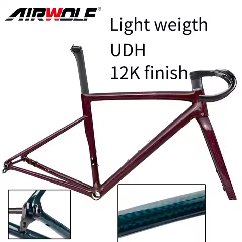 Airwolf Super Light Carbon Frame Road Bike Frame Disc Brake Max 700*28C Bicycle Frame Full Internal 