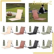 [Amleso2] Beach Chair with Back Support Foldable Chair Pad Oxford Stadium Chair for Sunbathing Backpacking Hiking Garden Travel