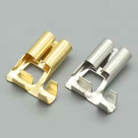 50-200Pcs DJD031-2 Brass Crimp Terminal Female Spade Connector H4 9003 7.8mm Bend Angle Car Socket P