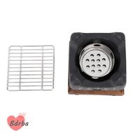 BDRBA Hibachi Grill, Non Stick Cast Metal Japanese Charcoal Grill, Portable Wooden Tray Heat Insulat