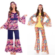 Retro 60s 70s Hippie Cosplay Carnival Halloween Costume for  Women Fancy Disguise Clothing Party Hippie Rock Disco Costume