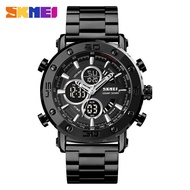 SKMEI Electron Watch Men Waterproof Calendar 3 time zones Stainless Steel multifunctional