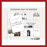 Wedding Day Binder Canva Template | Editable Wedding Timeline Itinerary Vendor Checklist Printable P