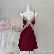 pajamas 睡衣  性感睡衣 【店铺】睡衣天感吊带睡衣蕾丝纯欲风胸垫睡衣套装日清凉睡裙05.15