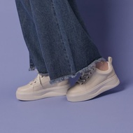 立體鞋口-綁帶厚底鞋-白色