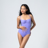 SOLID JACARANDA RUCHED ONE-PIECE