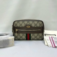 GUCCI Ophidia老花綠紅織帶腰包